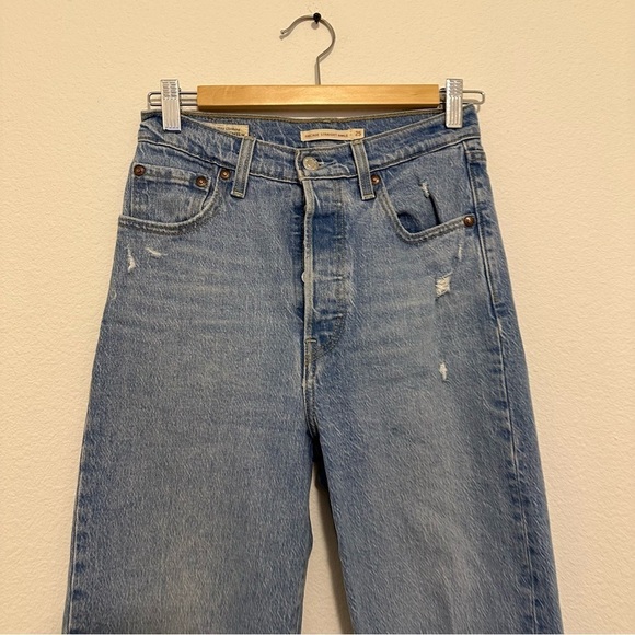 Levi’s Ribcage Straight Ankle Jeans Size 25 Women’s Light Wash High Rise Cotton - Picture 5 of 11